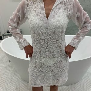 Samson Georgette White Embroidered Caftan *NTW*